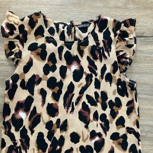 SHEIN cheetah ruffle sleeve tank top